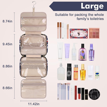 Toiletry Bag for Women, Hanging Travel Toiletry Bag with Jewelry Organizer Compartment Large Makeup Bag, PVC Waterproof Cosmetic Travel Bag for Travel Business Trips Camping Bathroom, Pink