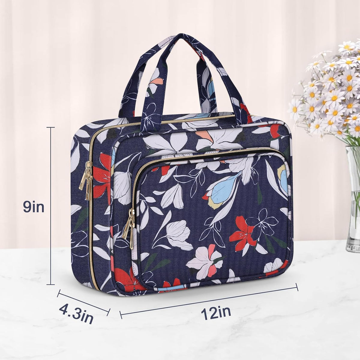Toiletry Bag for Women, Hanging Travel Toiletry Bag with Jewelry Organizer Compartment Large Makeup Bag, PVC Waterproof Cosmetic Travel Bag for Travel Business Trips Camping Bathroom, Pink