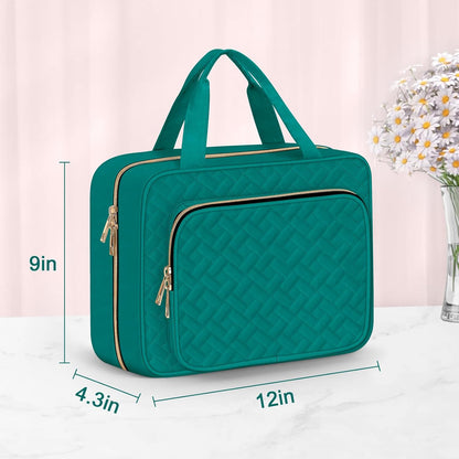 Toiletry Bag for Women, Hanging Travel Toiletry Bag with Jewelry Organizer Compartment Large Makeup Bag, PVC Waterproof Cosmetic Travel Bag for Travel Business Trips Camping Bathroom, Pink