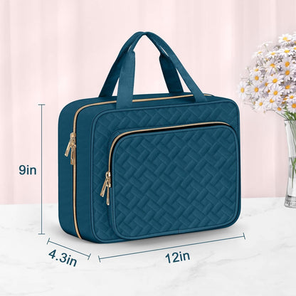Toiletry Bag for Women, Hanging Travel Toiletry Bag with Jewelry Organizer Compartment Large Makeup Bag, PVC Waterproof Cosmetic Travel Bag for Travel Business Trips Camping Bathroom, Pink