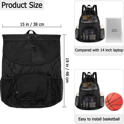 Swim Bag for Kids Mesh Beach Backpack for Boys Lightweight Drawstring Beach Bag Swimming Pool Sports Gym String Bag (Green)