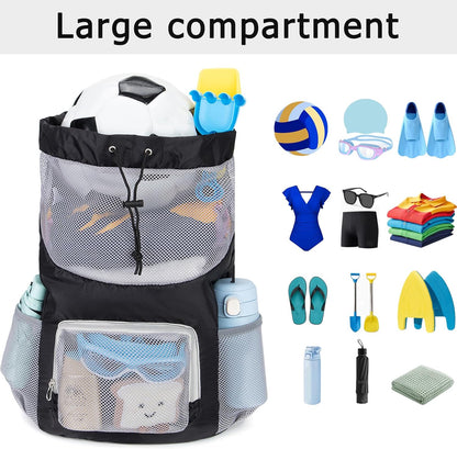 Swim Bag for Kids Mesh Beach Backpack for Boys Lightweight Drawstring Beach Bag Swimming Pool Sports Gym String Bag (Green)