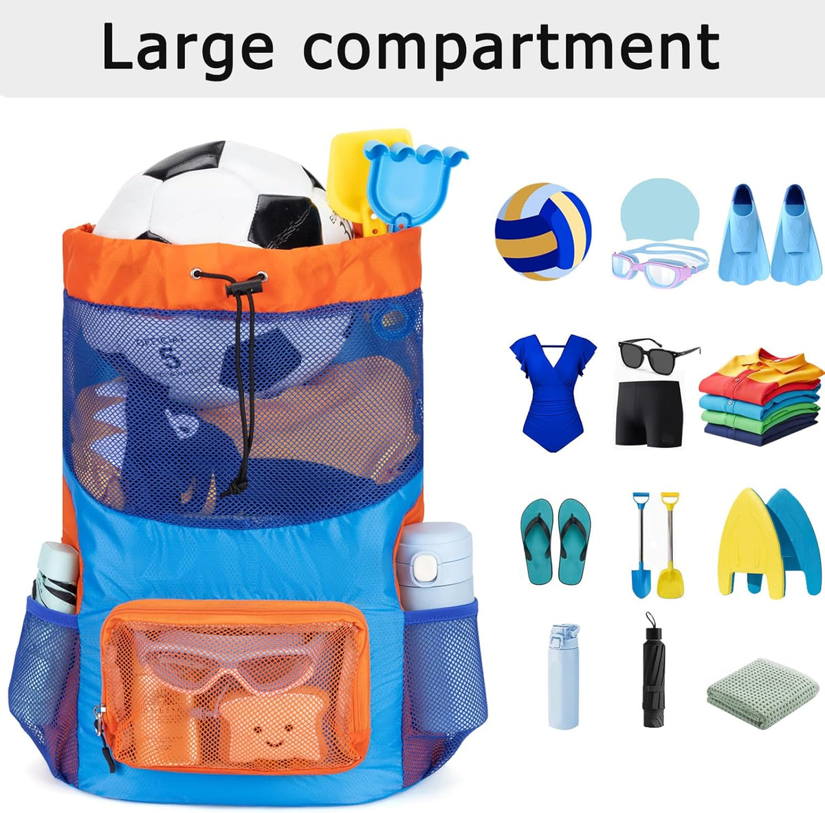 Swim Bag for Kids Mesh Beach Backpack for Boys Lightweight Drawstring Beach Bag Swimming Pool Sports Gym String Bag (Green)