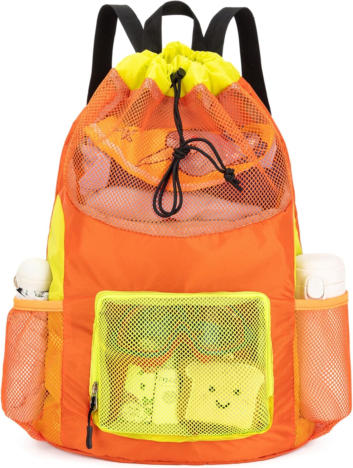 Swim Bag for Kids Mesh Beach Backpack for Boys Lightweight Drawstring Beach Bag Swimming Pool Sports Gym String Bag (Green)