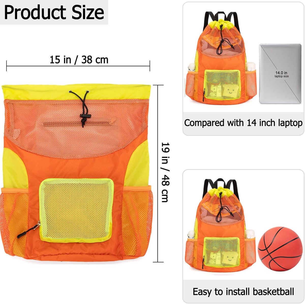 Swim Bag for Kids Mesh Beach Backpack for Boys Lightweight Drawstring Beach Bag Swimming Pool Sports Gym String Bag (Green)