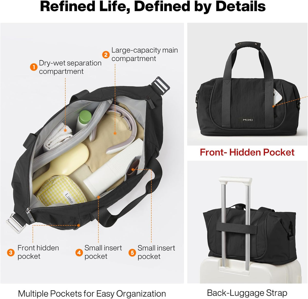Travel Tote Bag for Women Large Expandable Travel Bag Waterproof Lightweight Carry On Personal Item Handbag