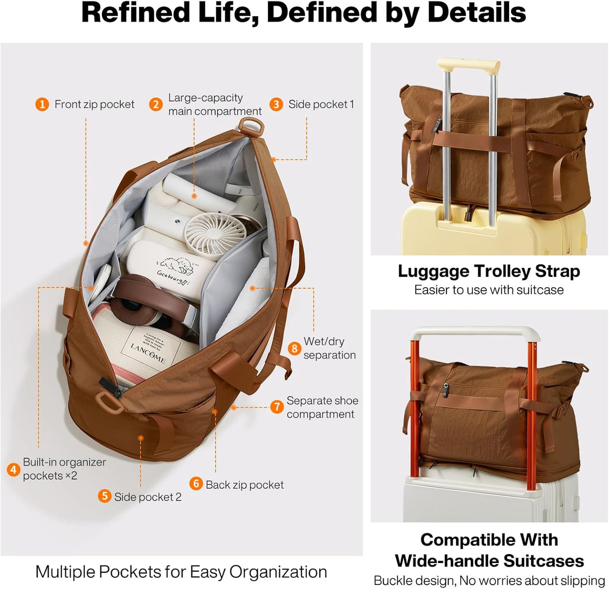 Travel Tote Bag for Women Large Expandable Travel Bag Waterproof Lightweight Carry On Personal Item Handbag