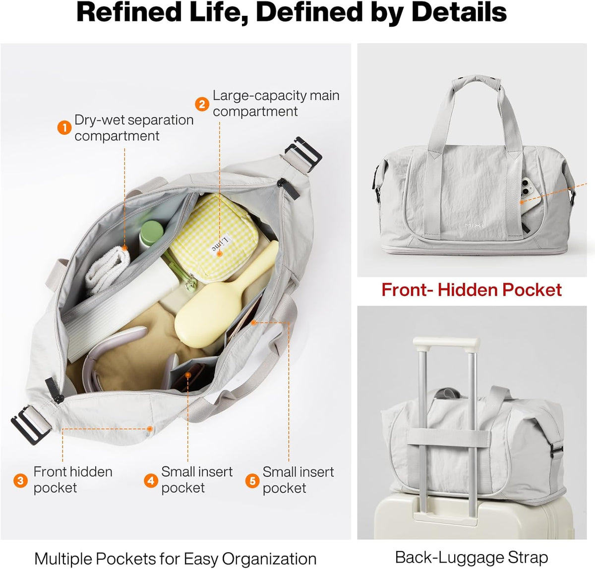 Travel Tote Bag for Women Large Expandable Travel Bag Waterproof Lightweight Carry On Personal Item Handbag