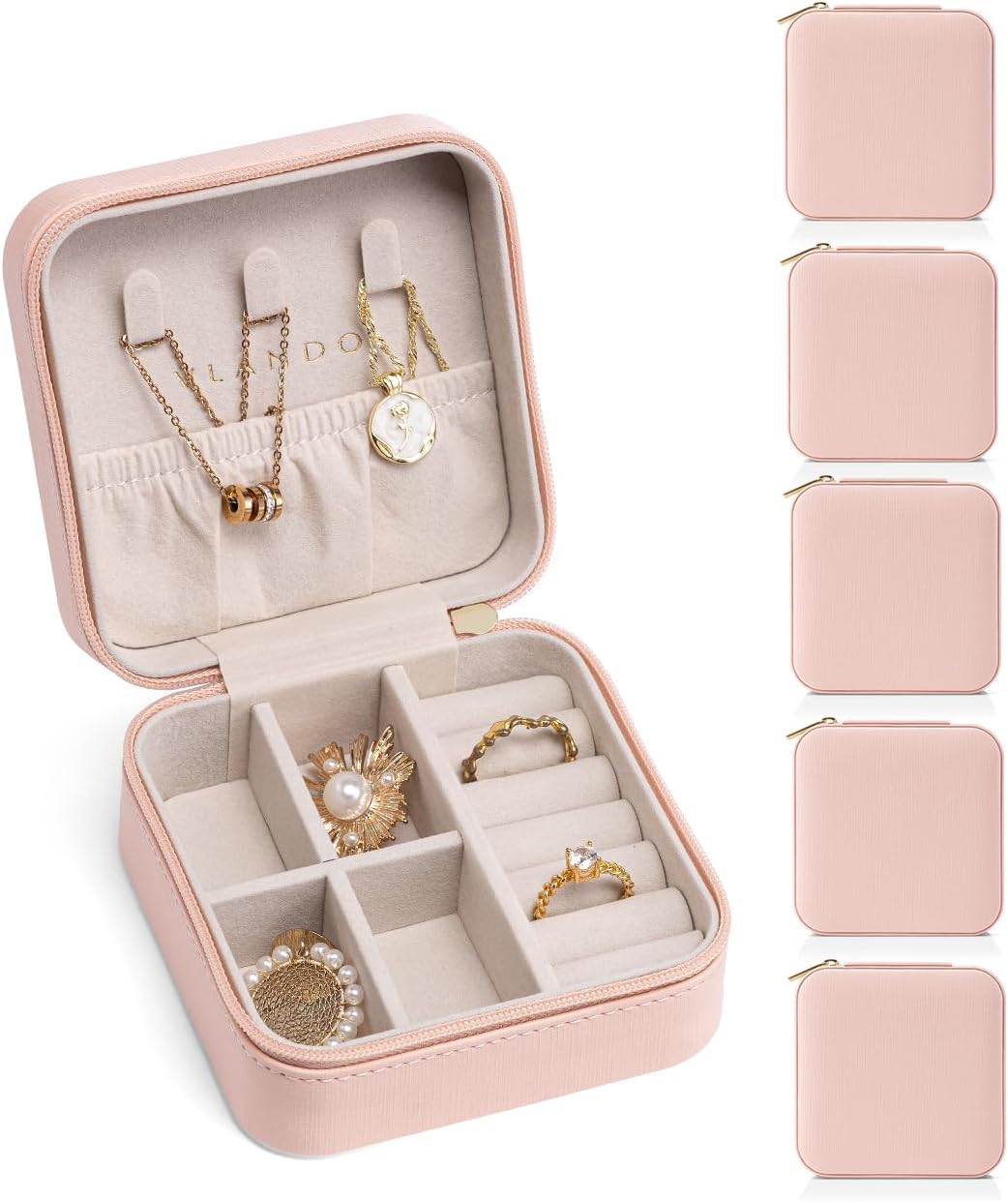 Travel Jewelry Case - Valentines Day Gifts - Small Jewelry Travel Organizer Box Travel Essentials Gift for Teen Girl Women - Toffee