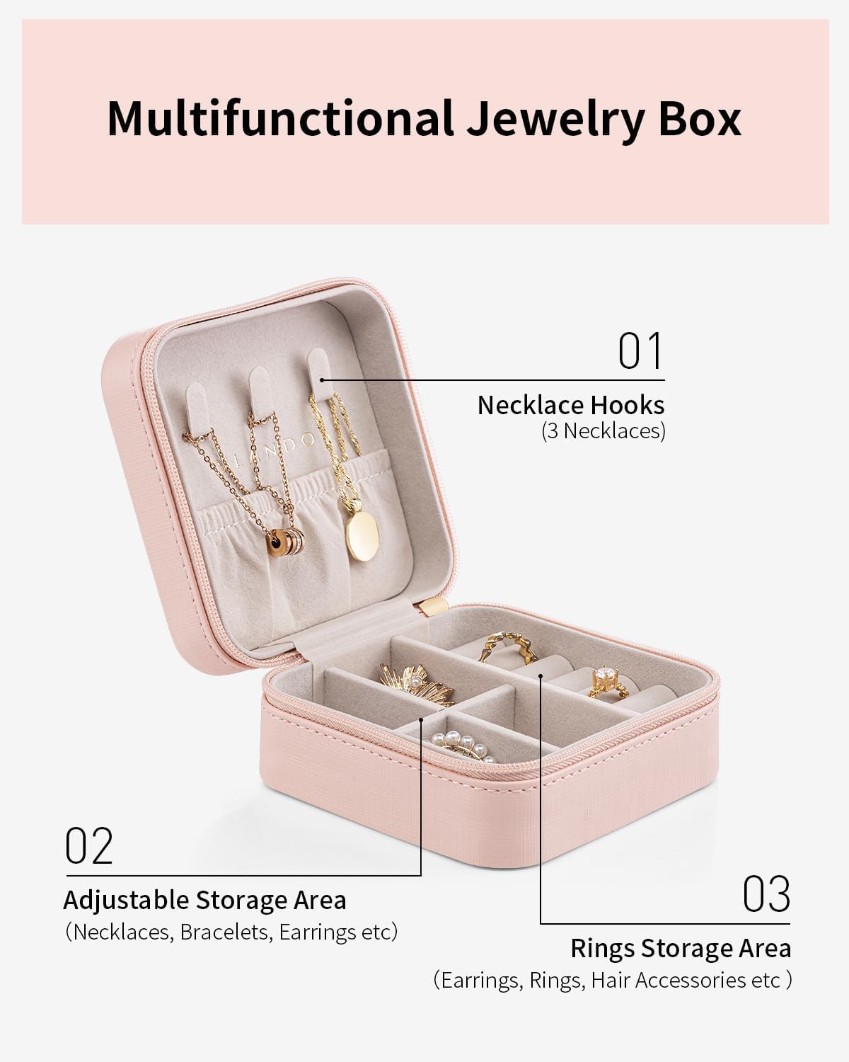 Travel Jewelry Case - Valentines Day Gifts - Small Jewelry Travel Organizer Box Travel Essentials Gift for Teen Girl Women - Toffee