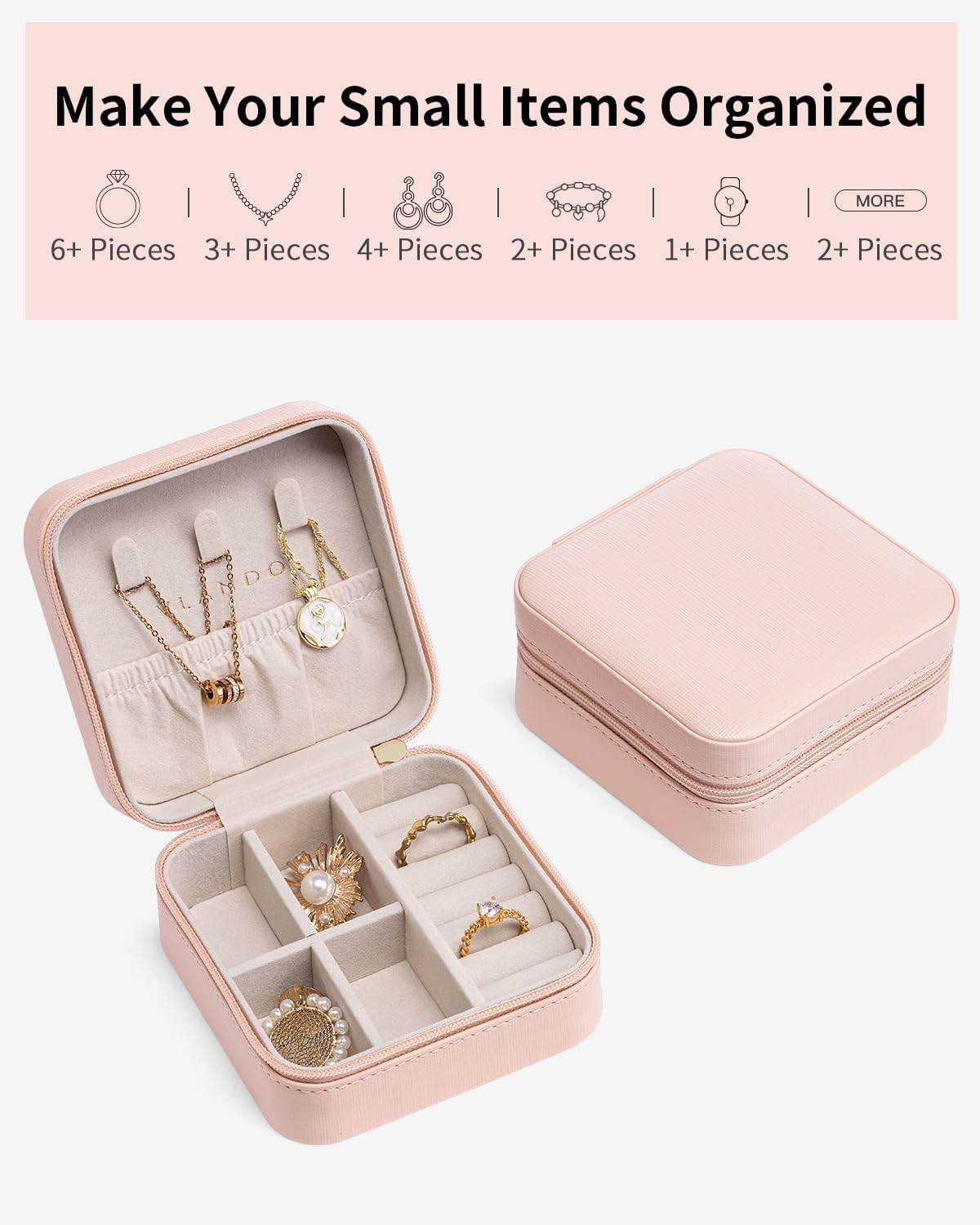 Travel Jewelry Case - Valentines Day Gifts - Small Jewelry Travel Organizer Box Travel Essentials Gift for Teen Girl Women - Toffee