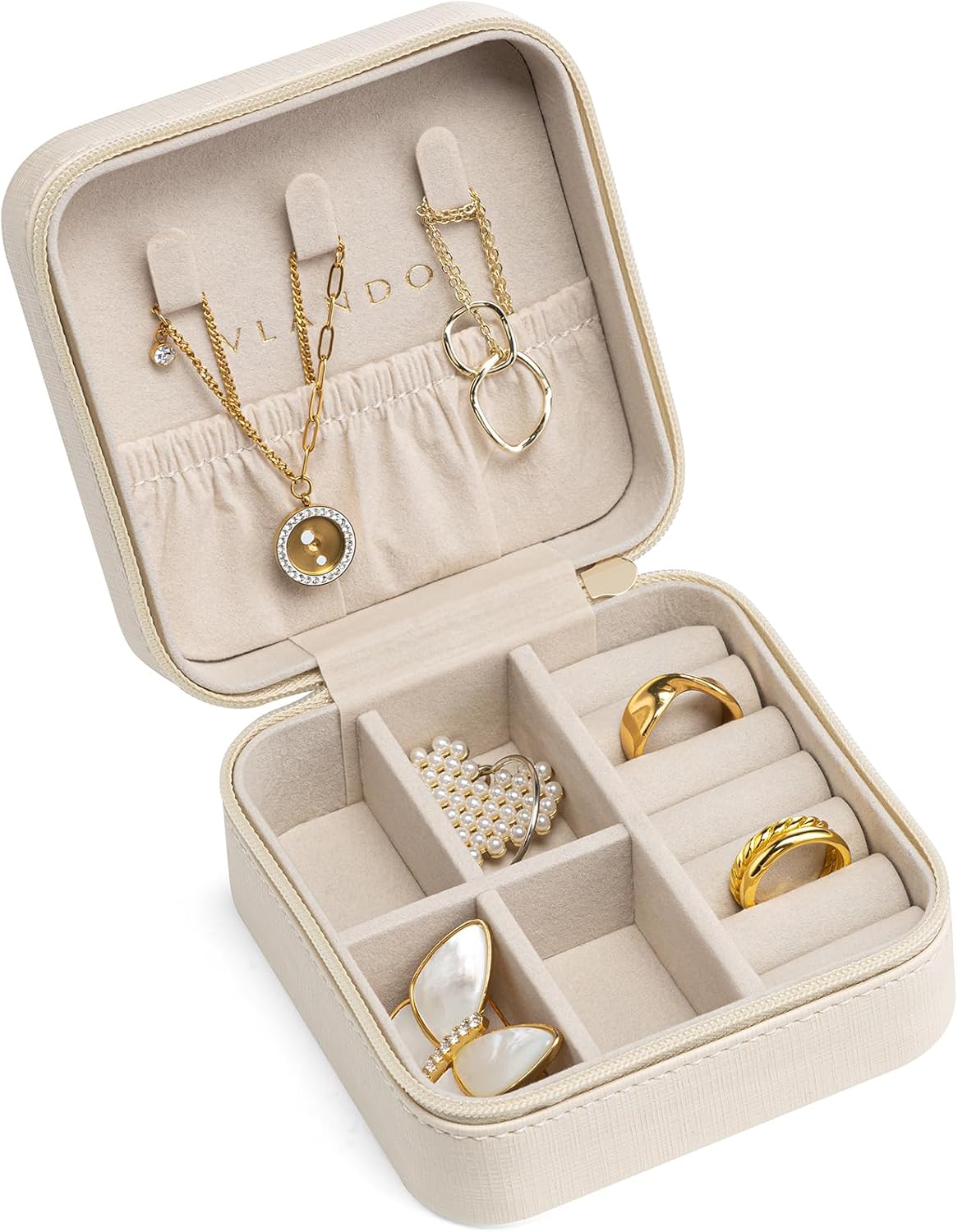 Travel Jewelry Case - Valentines Day Gifts - Small Jewelry Travel Organizer Box Travel Essentials Gift for Teen Girl Women - Toffee