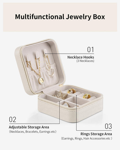 Travel Jewelry Case - Valentines Day Gifts - Small Jewelry Travel Organizer Box Travel Essentials Gift for Teen Girl Women - Toffee