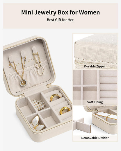 Travel Jewelry Case - Valentines Day Gifts - Small Jewelry Travel Organizer Box Travel Essentials Gift for Teen Girl Women - Toffee
