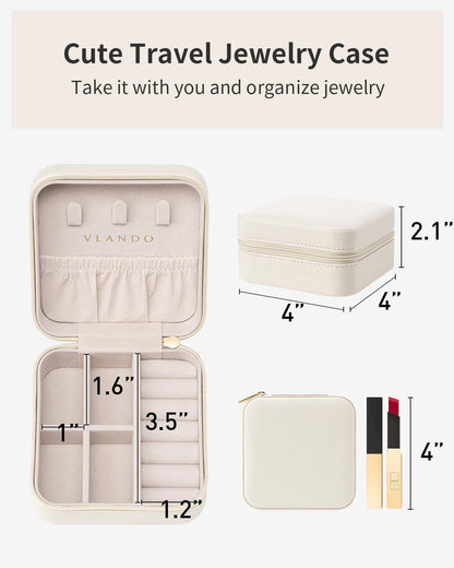 Travel Jewelry Case - Valentines Day Gifts - Small Jewelry Travel Organizer Box Travel Essentials Gift for Teen Girl Women - Toffee