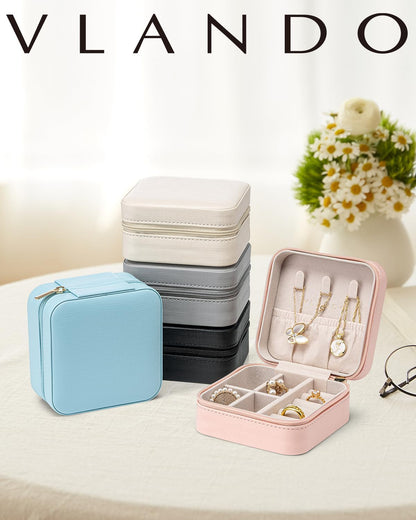 Travel Jewelry Case - Valentines Day Gifts - Small Jewelry Travel Organizer Box Travel Essentials Gift for Teen Girl Women - Toffee
