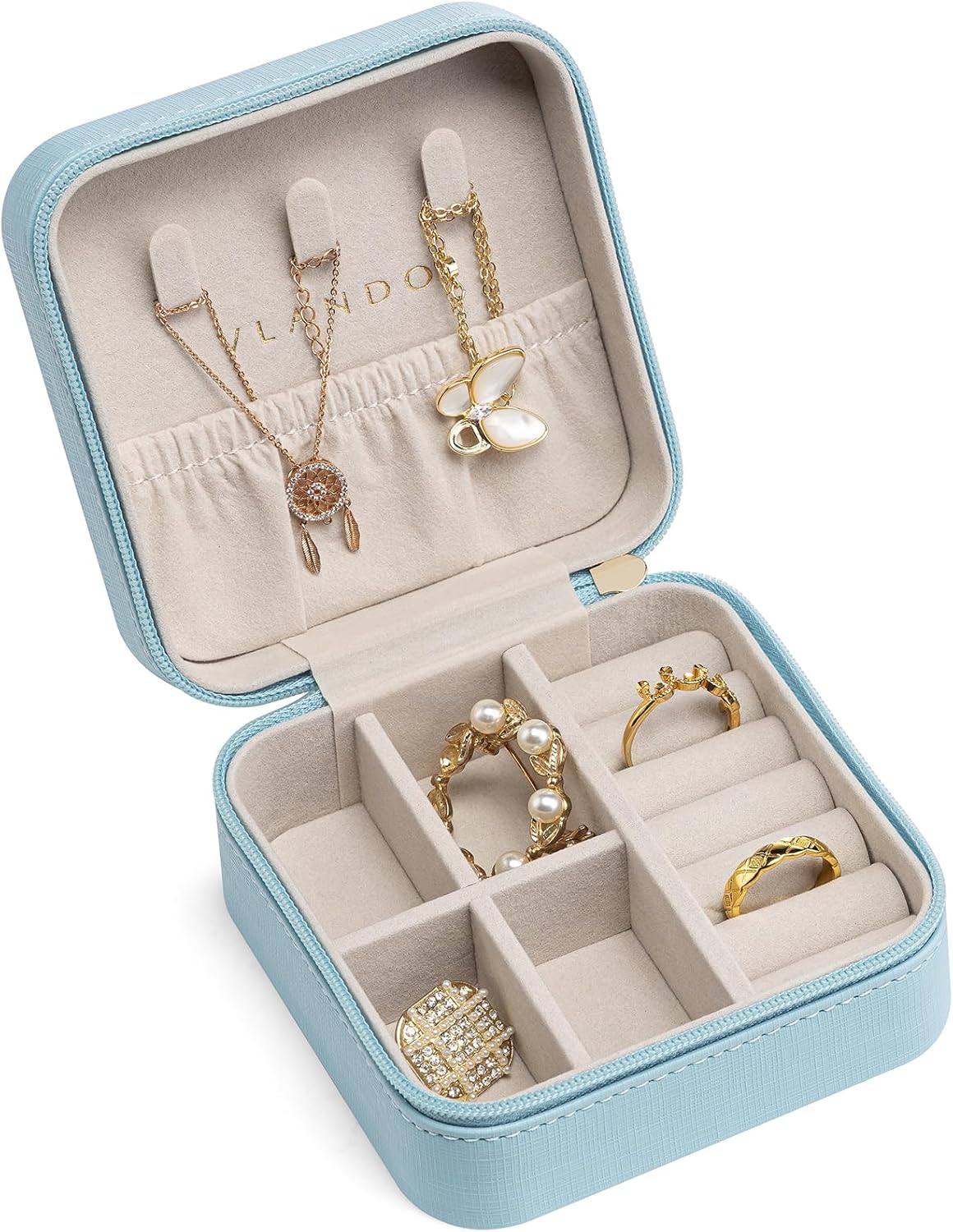 Travel Jewelry Case - Valentines Day Gifts - Small Jewelry Travel Organizer Box Travel Essentials Gift for Teen Girl Women - Toffee