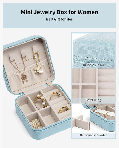 Travel Jewelry Case - Valentines Day Gifts - Small Jewelry Travel Organizer Box Travel Essentials Gift for Teen Girl Women - Toffee