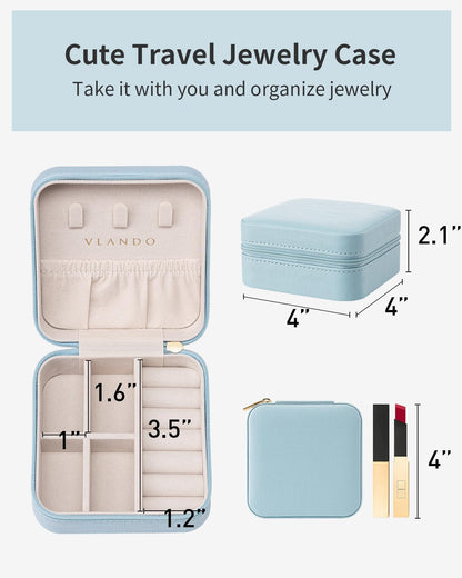 Travel Jewelry Case - Valentines Day Gifts - Small Jewelry Travel Organizer Box Travel Essentials Gift for Teen Girl Women - Toffee