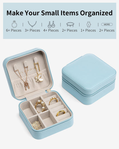 Travel Jewelry Case - Valentines Day Gifts - Small Jewelry Travel Organizer Box Travel Essentials Gift for Teen Girl Women - Toffee