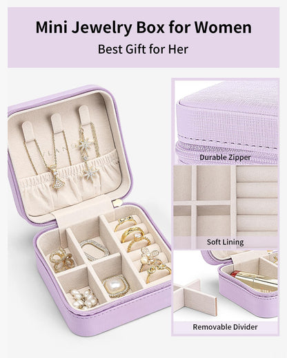 Travel Jewelry Case - Valentines Day Gifts - Small Jewelry Travel Organizer Box Travel Essentials Gift for Teen Girl Women - Toffee