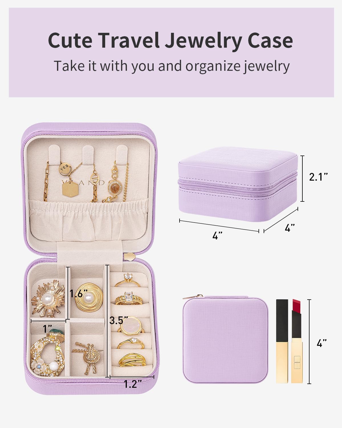Travel Jewelry Case - Valentines Day Gifts - Small Jewelry Travel Organizer Box Travel Essentials Gift for Teen Girl Women - Toffee