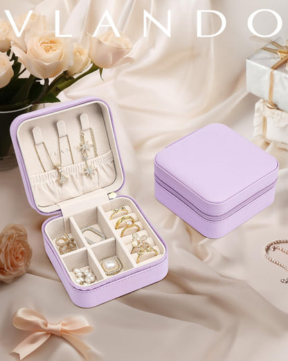 Travel Jewelry Case - Valentines Day Gifts - Small Jewelry Travel Organizer Box Travel Essentials Gift for Teen Girl Women - Toffee
