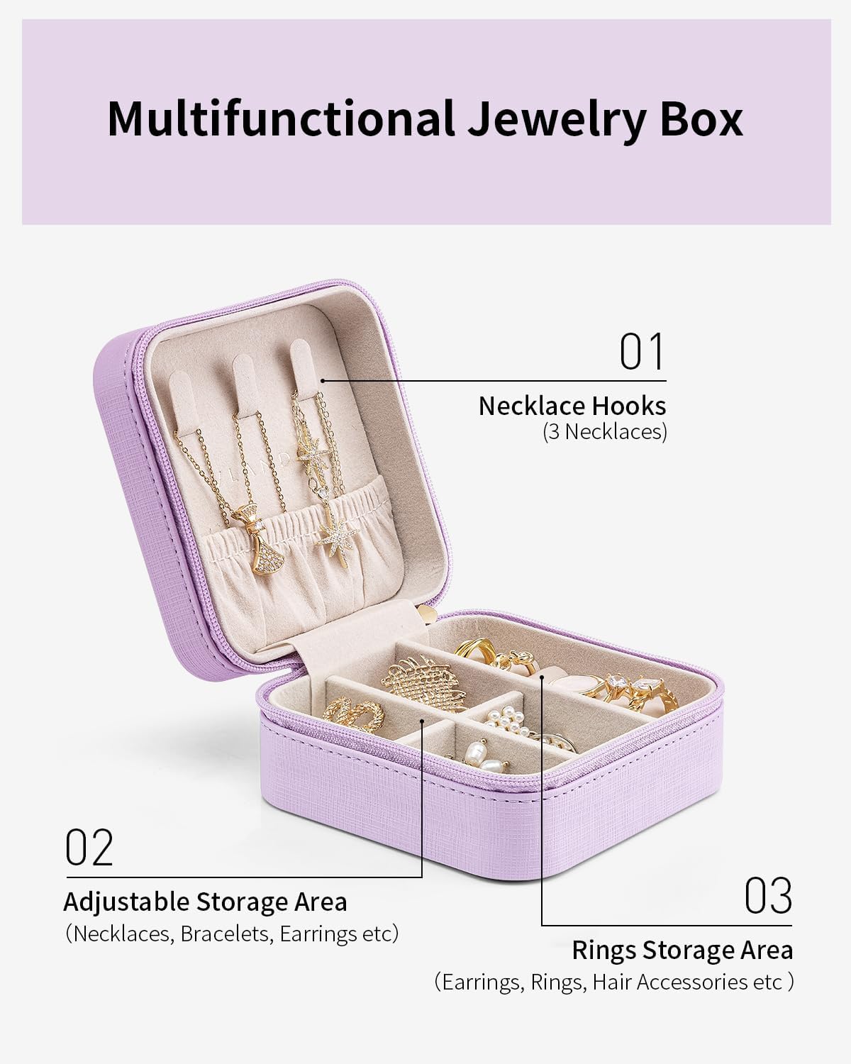 Travel Jewelry Case - Valentines Day Gifts - Small Jewelry Travel Organizer Box Travel Essentials Gift for Teen Girl Women - Toffee