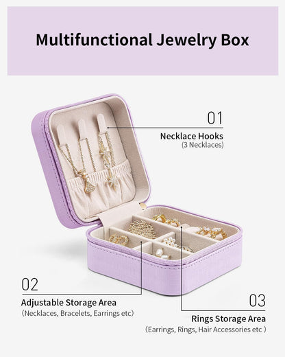 Travel Jewelry Case - Valentines Day Gifts - Small Jewelry Travel Organizer Box Travel Essentials Gift for Teen Girl Women - Toffee