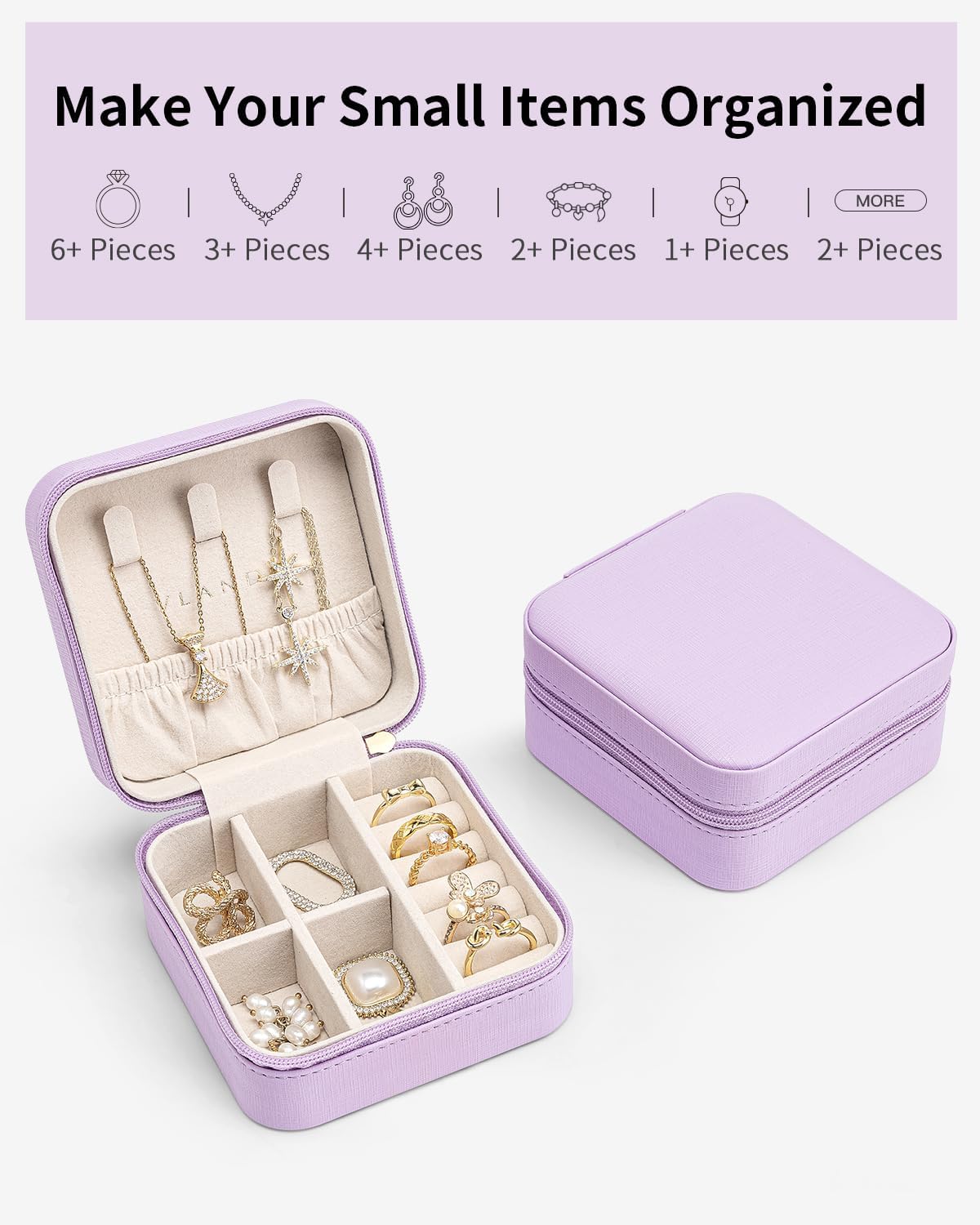Travel Jewelry Case - Valentines Day Gifts - Small Jewelry Travel Organizer Box Travel Essentials Gift for Teen Girl Women - Toffee