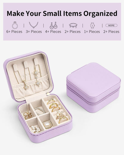 Travel Jewelry Case - Valentines Day Gifts - Small Jewelry Travel Organizer Box Travel Essentials Gift for Teen Girl Women - Toffee