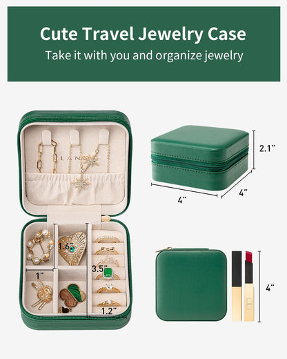 Travel Jewelry Case - Valentines Day Gifts - Small Jewelry Travel Organizer Box Travel Essentials Gift for Teen Girl Women - Toffee