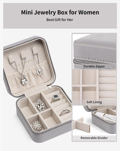 Travel Jewelry Case - Valentines Day Gifts - Small Jewelry Travel Organizer Box Travel Essentials Gift for Teen Girl Women - Toffee