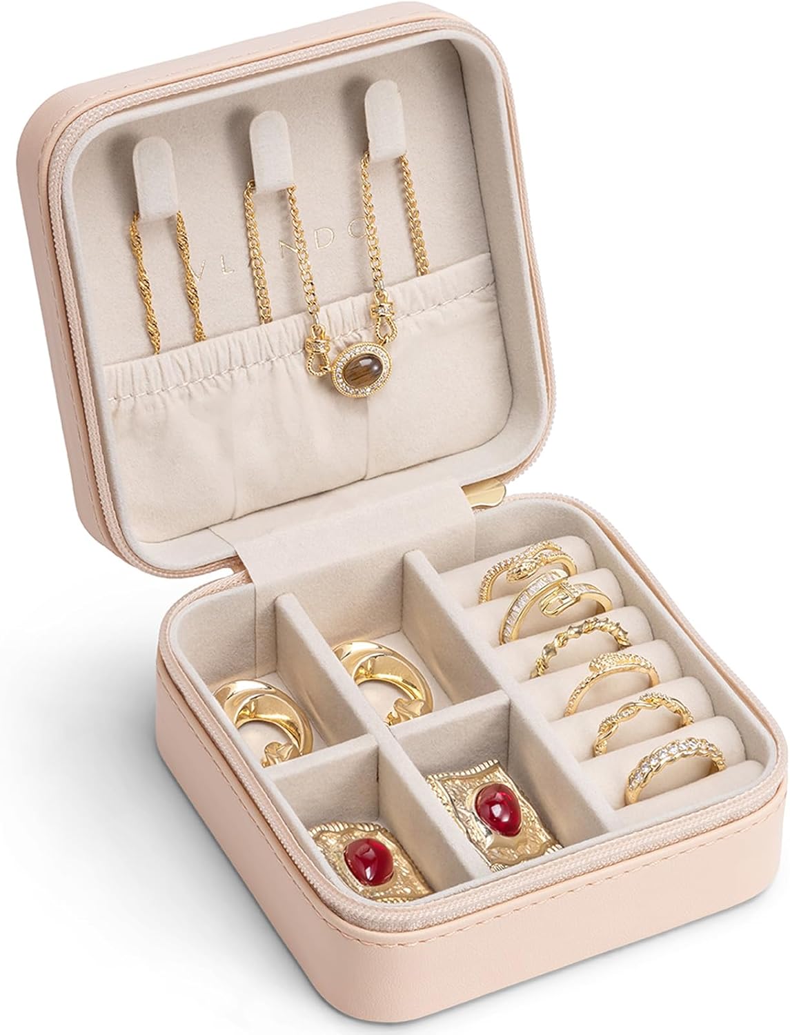 Travel Jewelry Case - Valentines Day Gifts - Small Jewelry Travel Organizer Box Travel Essentials Gift for Teen Girl Women - Toffee