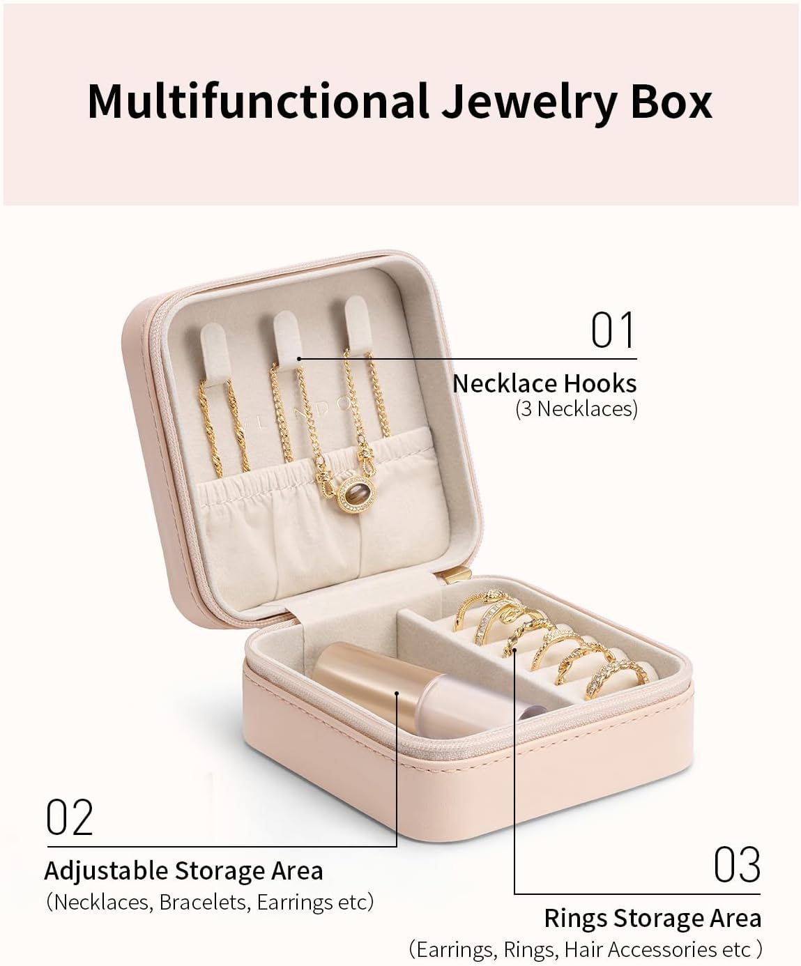 Travel Jewelry Case - Valentines Day Gifts - Small Jewelry Travel Organizer Box Travel Essentials Gift for Teen Girl Women - Toffee