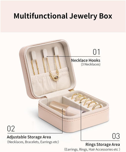 Travel Jewelry Case - Valentines Day Gifts - Small Jewelry Travel Organizer Box Travel Essentials Gift for Teen Girl Women - Toffee
