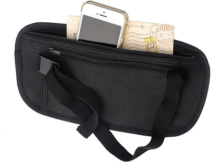 Money Belt Travel Pouch, Hidden Waist Wallet Pouchs, Moneys Bag with Zipper | Money Belt for Travel, Anti-Theft Travel, Two Pockets, Slim Design, Under Clothes, Zipper Closure, For Cash, Passport, Cards