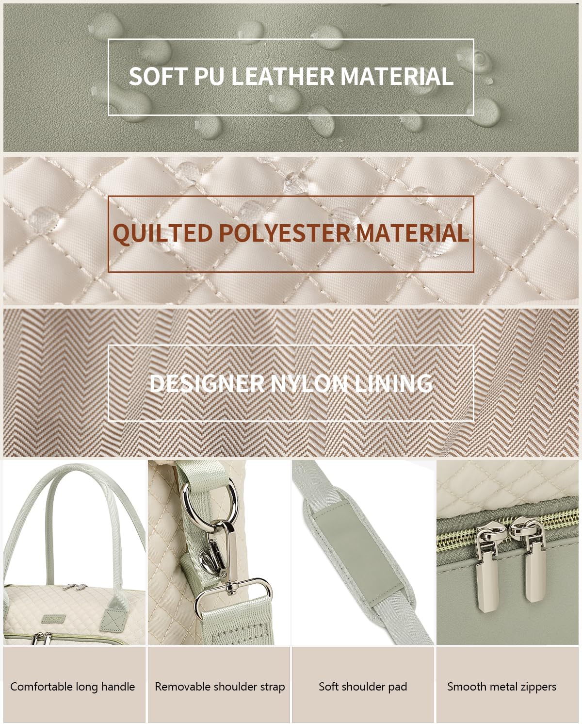 Weekender Bags for Women, Travel Tote Duffle Bag Carry On Overnight Bag with Cosmetics Bag and Crossbody Purse for Gym Hospital, Gifts for Women, Beige Brown
