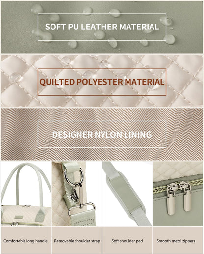 Weekender Bags for Women, Travel Tote Duffle Bag Carry On Overnight Bag with Cosmetics Bag and Crossbody Purse for Gym Hospital, Gifts for Women, Beige Brown