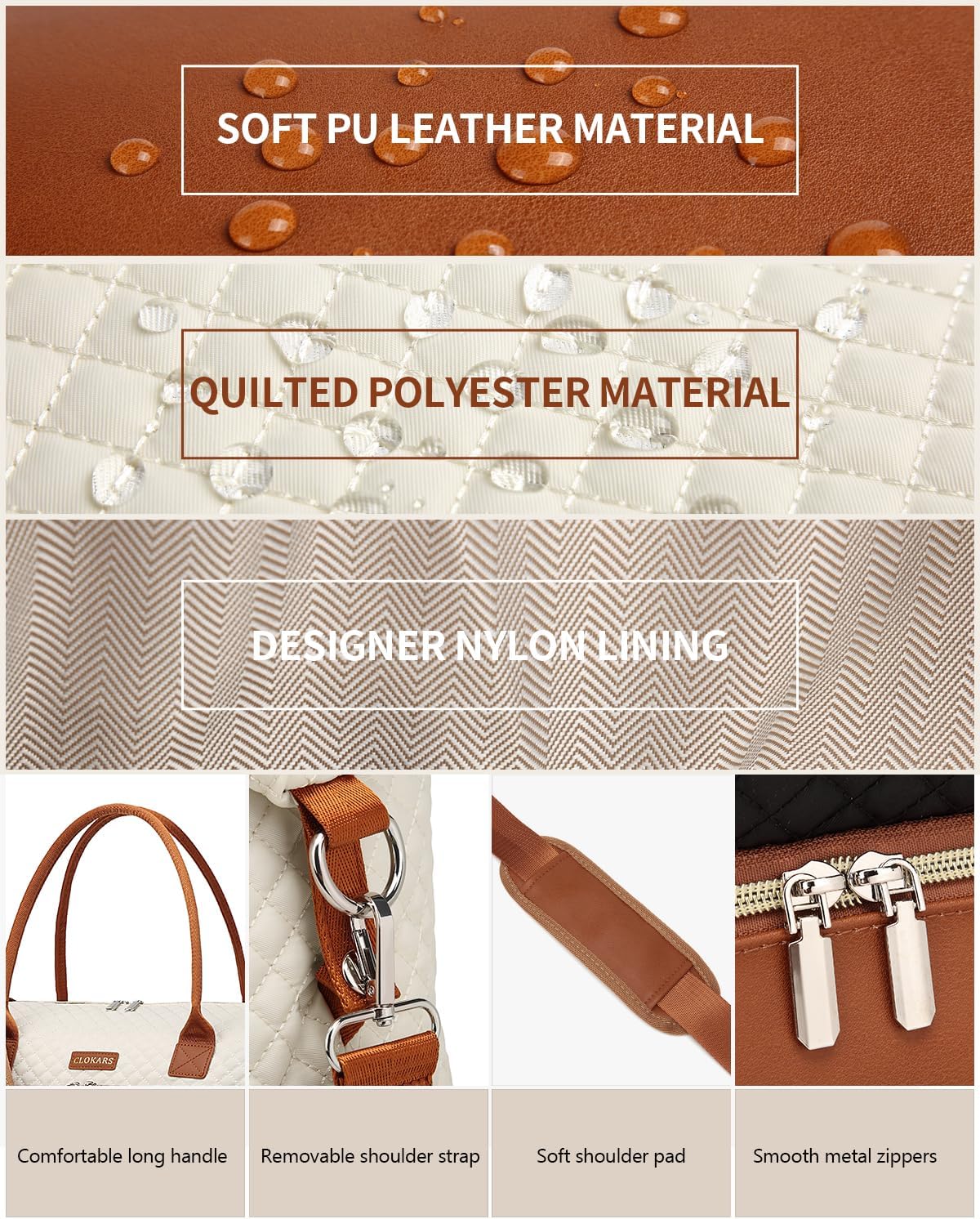 Weekender Bags for Women, Travel Tote Duffle Bag Carry On Overnight Bag with Cosmetics Bag and Crossbody Purse for Gym Hospital, Gifts for Women, Beige Brown