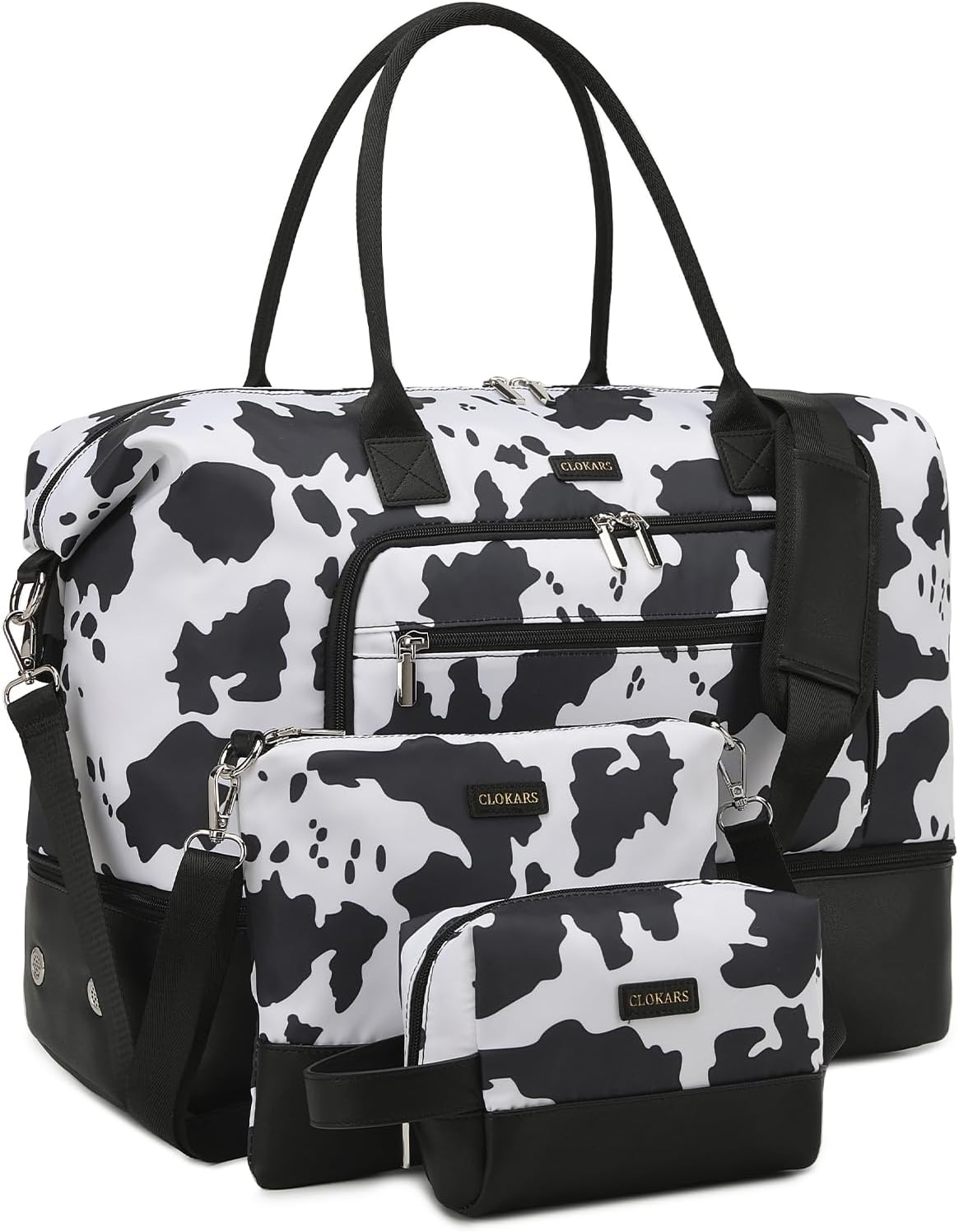 Weekender Bags for Women, Travel Tote Duffle Bag Carry On Overnight Bag with Cosmetics Bag and Crossbody Purse for Gym Hospital, Gifts for Women, Beige Brown