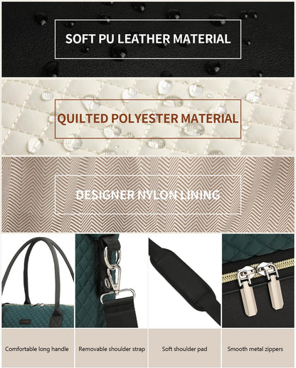 Weekender Bags for Women, Travel Tote Duffle Bag Carry On Overnight Bag with Cosmetics Bag and Crossbody Purse for Gym Hospital, Gifts for Women, Beige Brown