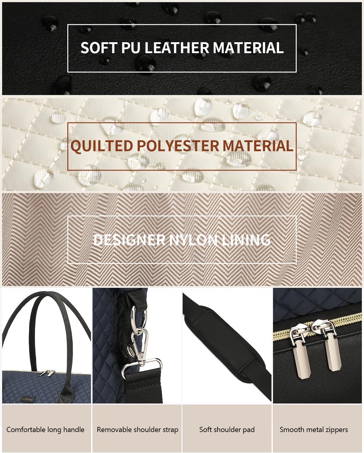 Weekender Bags for Women, Travel Tote Duffle Bag Carry On Overnight Bag with Cosmetics Bag and Crossbody Purse for Gym Hospital, Gifts for Women, Beige Brown