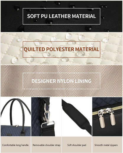 Weekender Bags for Women, Travel Tote Duffle Bag Carry On Overnight Bag with Cosmetics Bag and Crossbody Purse for Gym Hospital, Gifts for Women, Beige Brown