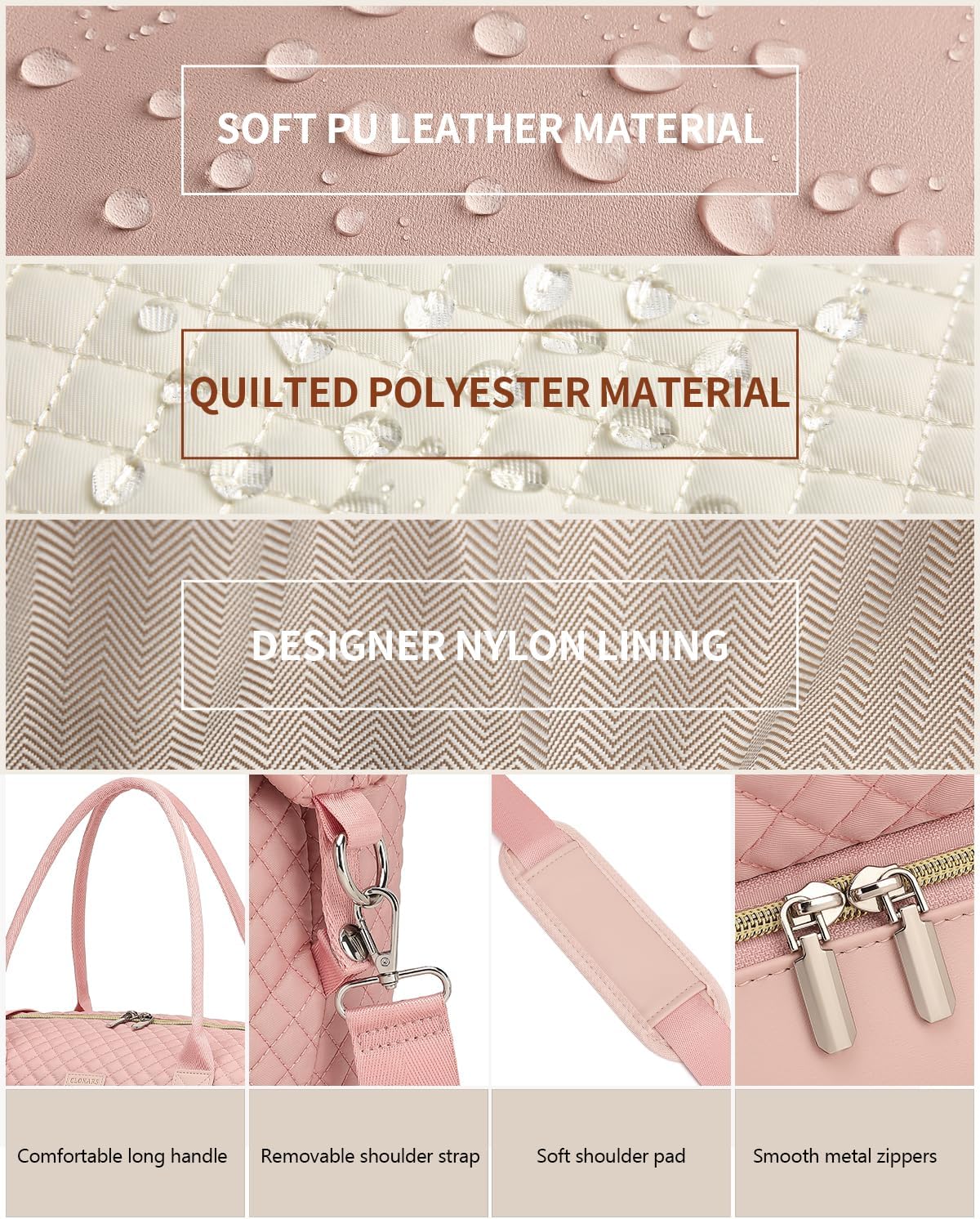 Weekender Bags for Women, Travel Tote Duffle Bag Carry On Overnight Bag with Cosmetics Bag and Crossbody Purse for Gym Hospital, Gifts for Women, Beige Brown
