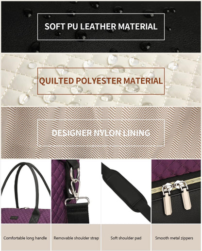 Weekender Bags for Women, Travel Tote Duffle Bag Carry On Overnight Bag with Cosmetics Bag and Crossbody Purse for Gym Hospital, Gifts for Women, Beige Brown