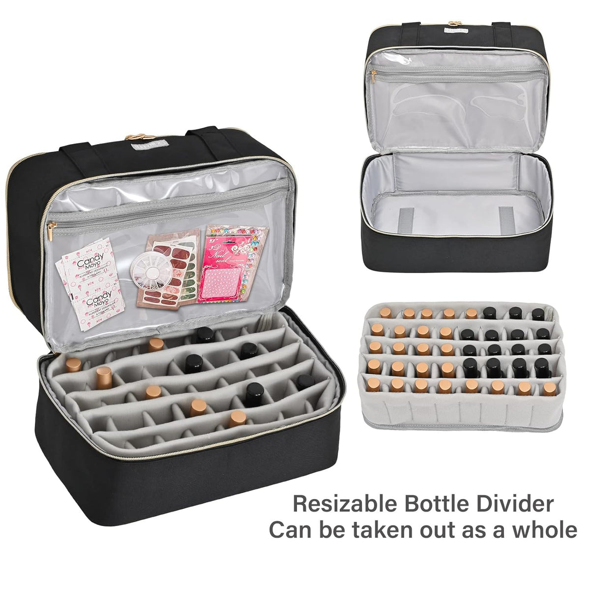 Nail Polish Organizer,Double-Layer Nail Organizers and Storage,Nail Polish Carrying Case for 40 Bottles (15ml-0.5 fl.oz) and Nail Lamp,Portable Nail Polish Holder for Nail Supplies,Mint Green