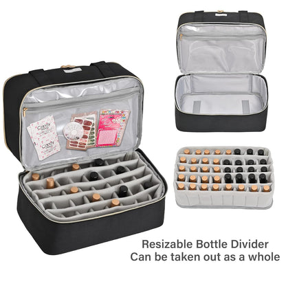 Nail Polish Organizer,Double-Layer Nail Organizers and Storage,Nail Polish Carrying Case for 40 Bottles (15ml-0.5 fl.oz) and Nail Lamp,Portable Nail Polish Holder for Nail Supplies,Mint Green