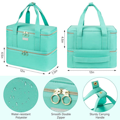 Nail Polish Organizer,Double-Layer Nail Organizers and Storage,Nail Polish Carrying Case for 40 Bottles (15ml-0.5 fl.oz) and Nail Lamp,Portable Nail Polish Holder for Nail Supplies,Mint Green