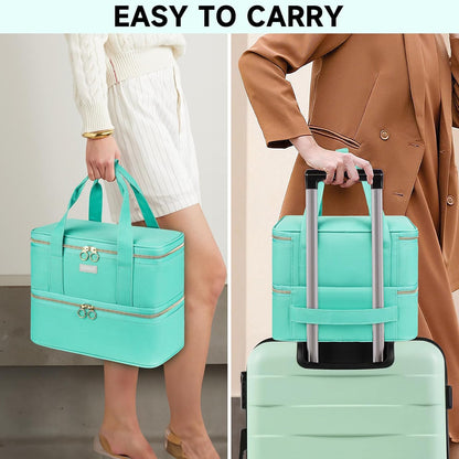 Nail Polish Organizer,Double-Layer Nail Organizers and Storage,Nail Polish Carrying Case for 40 Bottles (15ml-0.5 fl.oz) and Nail Lamp,Portable Nail Polish Holder for Nail Supplies,Mint Green